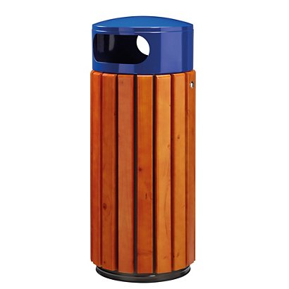 Vrijstaande of te bevestigen vuilnisbak zeno - 60l - hout / ultramarijnblauw 5002