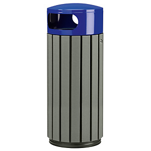 Vrijstaande of te bevestigen vuilnisbak zeno etik - 60l - gerecycled latten / ultramarijnblauw 5002 Vrijstaande of te bevestigen vuilnisbak zeno etik - 60l - gerecycled latten / ultramarijnblauw 5002