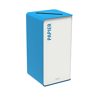 Vuilnisbak voor afvalsortering 40l zonder slot - cubatri - 'papier' - wit/hemelsblauw 5015