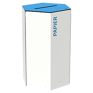 Vuilnisbak voor afvalsortering 50l - met slot - hexatri - 'papier' - wit / hemelsblauw 5015