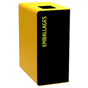 Vuilnisbak voor afvalsortering 65l zonder slot - cubatri - mangaangrijs / geel 1021 - 'emballages' - opening 170x170mm