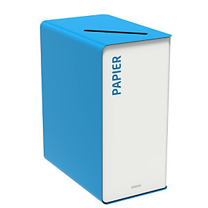 Vuilnisbak voor afvalsortering 65l zonder slot - cubatri - 'papier' - wit/hemelsblauw 5015