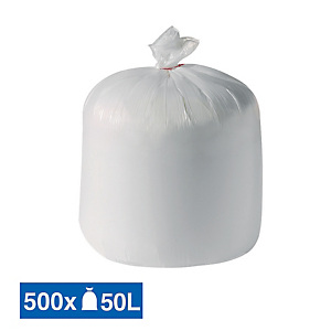 Vuilniszakken licht afval laagste prijs wit 50 L, set van 500