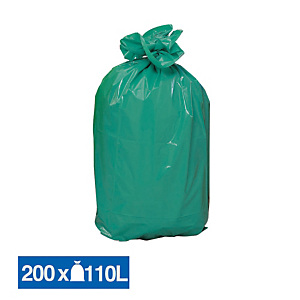 Vuilniszakken zwaar afval groen 110 L, set van 200