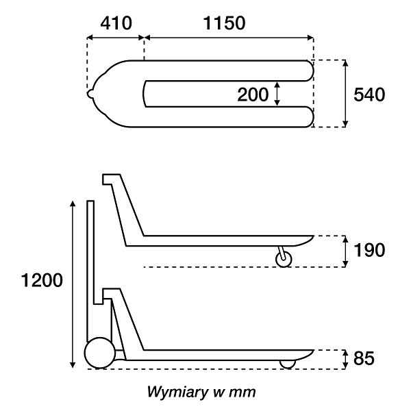 Wózek ręczny paletowy z wagą 2500 kg - 2