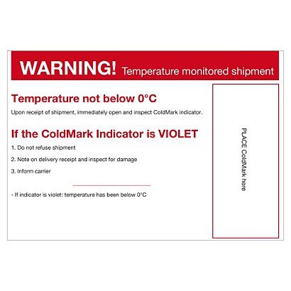 Waarschuwingslabel voor temperatuurindicator COLD 0°C