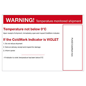 Waarschuwingslabel voor temperatuurindicator COLD
