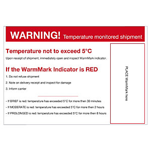 Waarschuwingslabel voor temperatuurindicator WARM