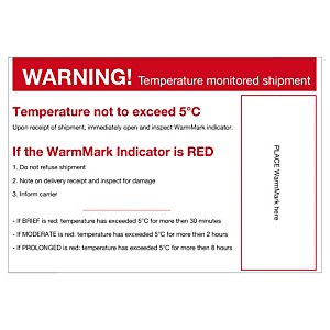 Waarschuwingslabel voor temperatuurindicator WARM Waarschuwingslabel voor temperatuurindicator WARM