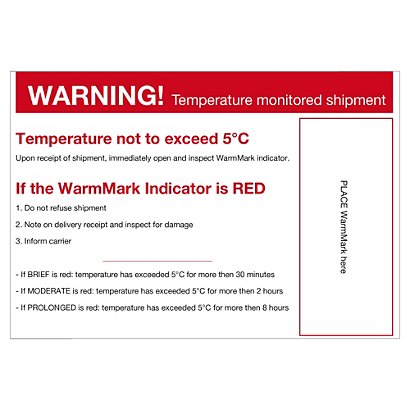 Warnetikett für Temperaturindikator WARM8 - RESTPOSTEN