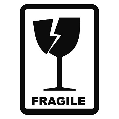 Warnetiketten 74 x 105 mm Glas/fragile (schwarz) - 1