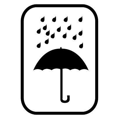 Warnetiketten 74 x 105 mm Regenschirm (schwarz) - 1