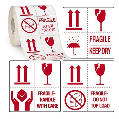 Warnetiketten mit 4 Symbolen Fragile-Keep Dry - 1