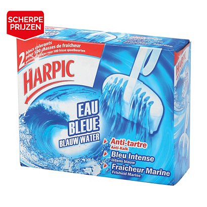 WC blokjes Blauw water anti-kalk Harpic marine geur, set van 2 - 1