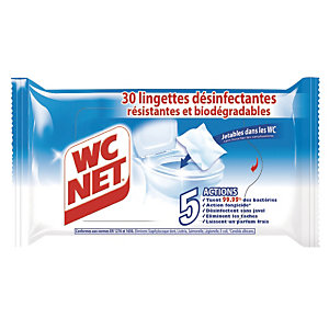 WC NET Lingettes désinfectantes sanitaires WC Net 5 actions, étui de 30