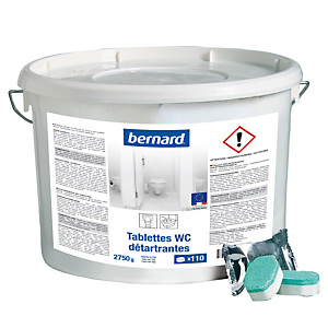 WC tabletten ontkalking en reiniging Bernard citroen, emmer van 110 WC tabletten ontkalking en reiniging Bernard citroen, emmer van 110