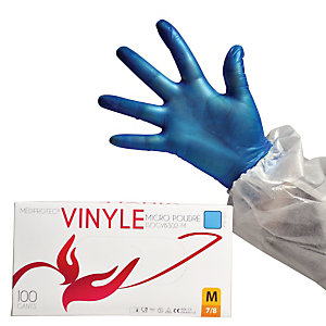 Wegwerphandschoenen vinyl blauw maat 7, doos van 100