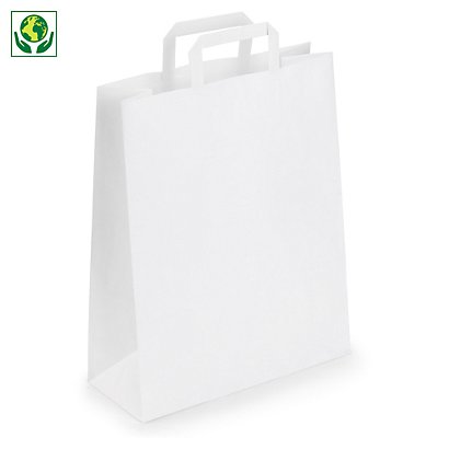 Weiße Papier-Tragetaschen mit Papierhenkel RAJA 320 x 120 x 400 mm - 1