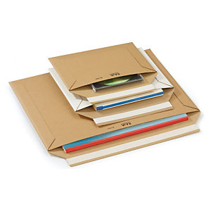 Weisse und braune Karton-Versandtaschen mit Haftklebeverschluss RAJA , 70% recycelt