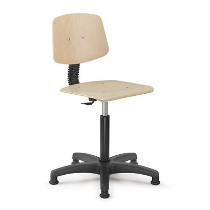 Werkstoel met houten zitvlak - 1