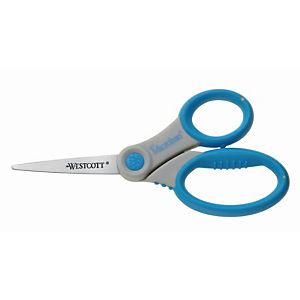 WESTCOTT Ciseaux Microban anneaux souples, acier inoxydable, 155 mm, bleu/gris WESTCOTT Ciseaux Microban anneaux souples, acier inoxydable, 155 mm, bleu/gris