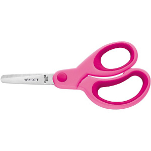 Westcott Softgrip Tijera infantil, acero inox de punta redonda, mango asimétrico de agarre suave, ambidiestros, 13 cm, rosa Westcott Softgrip Tijera infantil, acero inox de punta redonda, mango asimétrico de agarre suave, ambidiestros, 13 cm, rosa