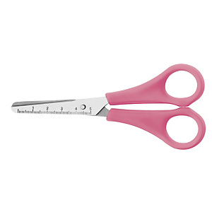 Westcott Tijera infantil, acero inox de punta redonda con regla, mango simétrico, 13 cm, rosa Westcott Tijera infantil, acero inox de punta redonda con regla, mango simétrico, 13 cm, rosa