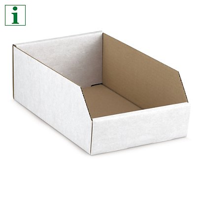 White cardboard storage bins, 457x202x114mm, pack of 50 - 1
