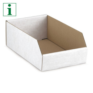 White cardboard storage bins