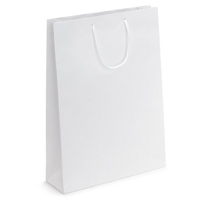 White matt laminated custom printed bags - 320x440x100mm - 1 colour, 2 sides