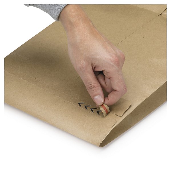 Wiederverschliessbare Kraftpapier-Versandbeutel mit Seiten- und Bodenfalte - 2
