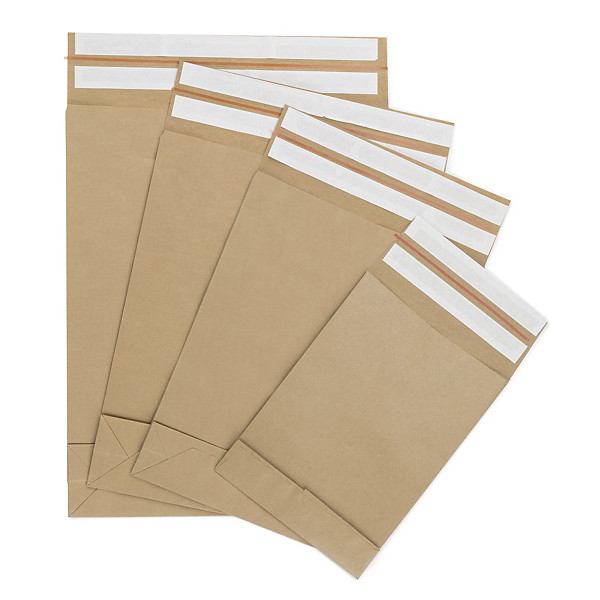 Wiederverschliessbare Kraftpapier-Versandbeutel mit Seiten- und Bodenfalte - 1