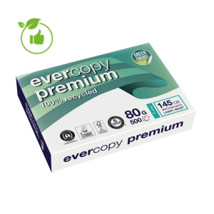 Wit papier Premium 100% gerecycleerd Evercopy Plus A4 80g, 5 riemen van 500 vellen