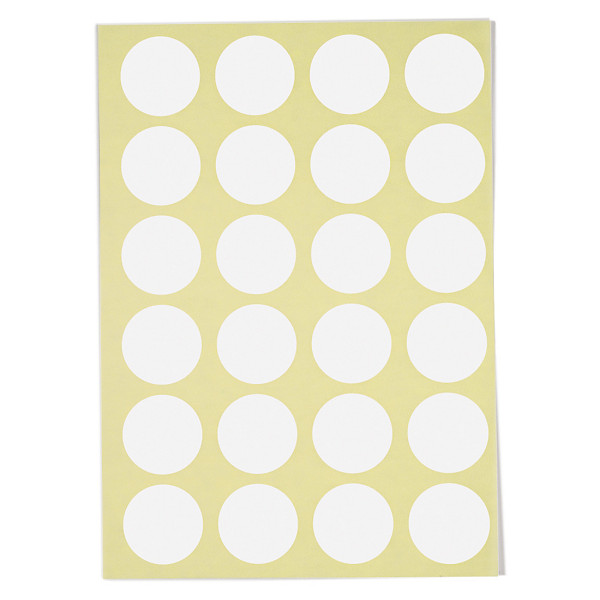 Wit rond etiket permanent klevend met diameter 15 mm