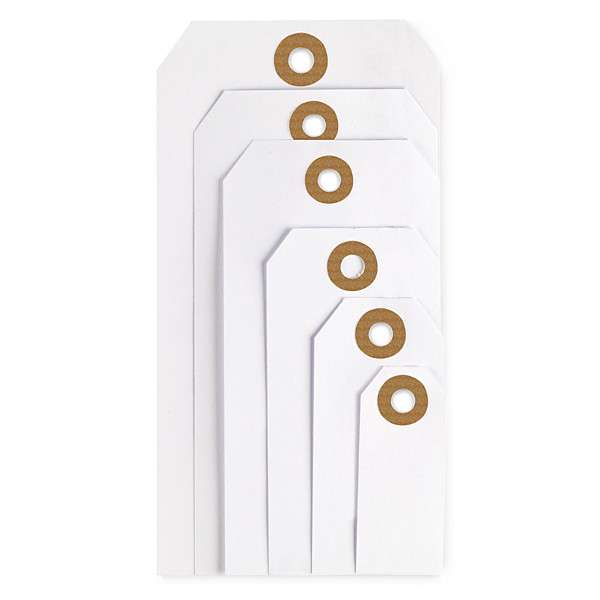 Witte Amerikaanse etiketten met metaaldraad 64x26mm