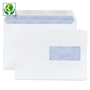 Witte envelop met zelfklevende sluiting met beschermstrip