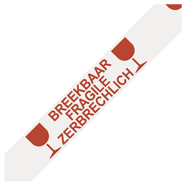 Witte geruisloze PP-tape: Breekbaar-Fragile-Zerbrechlich - 1