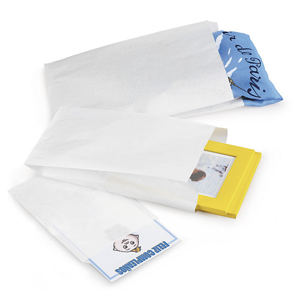 Witte papieren zak met zijvouwen 16 x 8 x 31 cm - 1