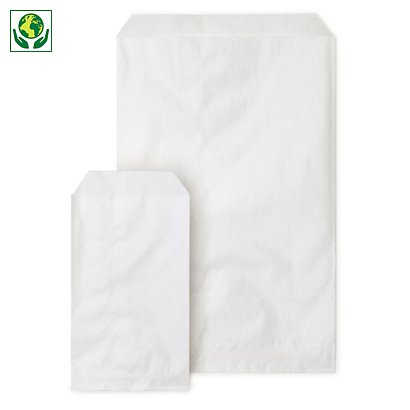 Witte platte papieren zak 12 x 19 cm 