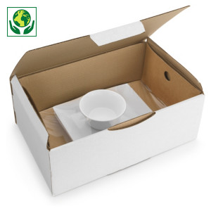 Witte postdoos met geïntegreerde fixeerfolie Witte postdoos met geïntegreerde fixeerfolie