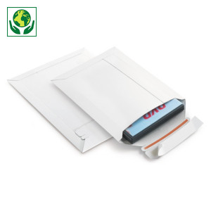 Witte vlakkartonnen enveloppen met zelfklevende sluiting - opening korte zijdeg Witte vlakkartonnen enveloppen met zelfklevende sluiting - opening korte zijdeg