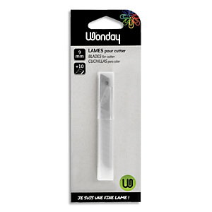 WONDAY Etui de 10 lames prédécoupées de 9 mm pour cutter de précision. Lames en acier inox trempé WONDAY Etui de 10 lames prédécoupées de 9 mm pour cutter de précision. Lames en acier inox trempé