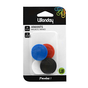 Wonday Magneti, ø 30 mm, Colori assortiti (confezione 4 pezzi) Wonday Magneti, ø 30 mm, Colori assortiti (confezione 4 pezzi)