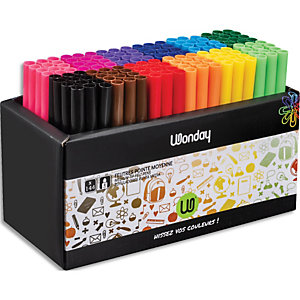WONDAY Schoolpack de 144 feutres pointes moyennes, coloris assortis