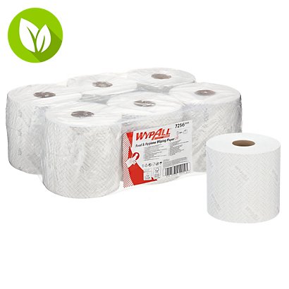 Wypall* L10 Rollo de toallitas de papel de limpieza, 1 capa, 800 hojas, rollo con salida central, 195 mm, blanco