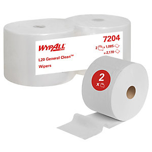 WypAll® L20 Bobina industrial, Toallita de limpieza de papel, 2 capas, 1.085 hojas, blanco