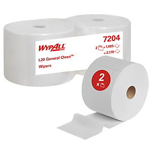 WypAll® L20 Bobina industrial, Toallita de limpieza de papel, 2 capas, 1.085 hojas, blanco WypAll® L20 Bobina industrial, Toallita de limpieza de papel, 2 capas, 1.085 hojas, blanco