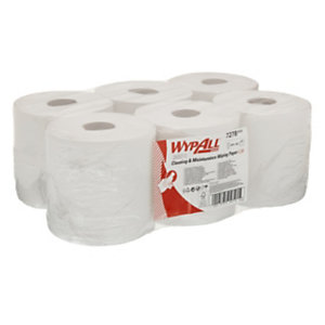 Wypall* L20 Toallitas de papel de limpieza, 2 capas, 400 hojas, rollo con salida central, 185 mm, blanco