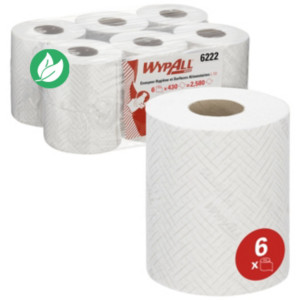 Wypall Reach - Papier d'essuyage à dévidage central feuille à feuille - Blanc - 6222 - Bobine de 163 m Wypall Reach - Papier d'essuyage à dévidage central feuille à feuille - Blanc - 6222 - Bobine de 163 m
