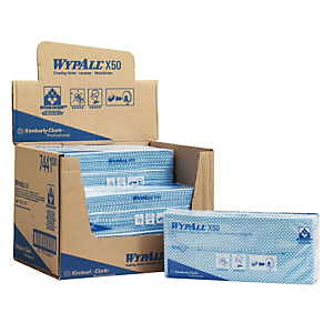Wypall* X50 Toallitas de limpieza plegadas de una capa de color azul de 245 x 416 mm Wypall* X50 Toallitas de limpieza plegadas de una capa de color azul de 245 x 416 mm